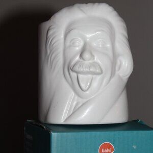 Brilliant Minds Collection Pen Holder Albert Einstein Ceramic White Balvi
